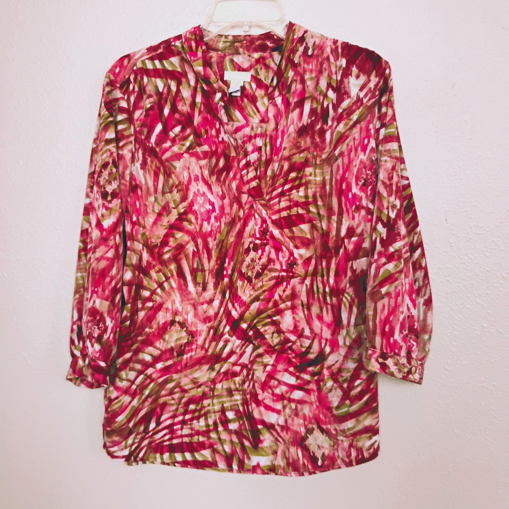 Chico's Pullover Blouse Polyester ~ Size 2 ( 12-14)